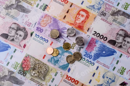 Preview: Argentina paper money, peso in various denominations. Argentine money