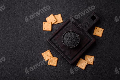 Preview: Black caviar from beluga or sturgeon, an expensive delicacy for sandwiches. Black caviar