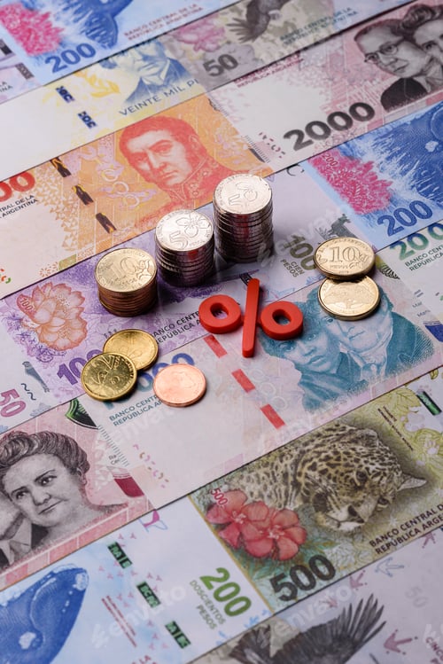 Preview: Argentina paper money, peso in various denominations. Argentine money