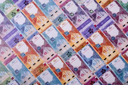 Preview: Qatar paper money, the Qatari riyal as a tool for financial transactions and trade. Qatari money