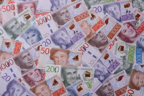 Preview: Sweden, Swedish paper money, real banknotes as currency for exchange or travel. Swedish money