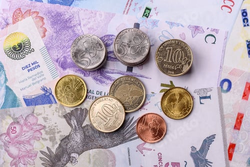 Preview: Argentina paper money, peso in various denominations. Argentine money