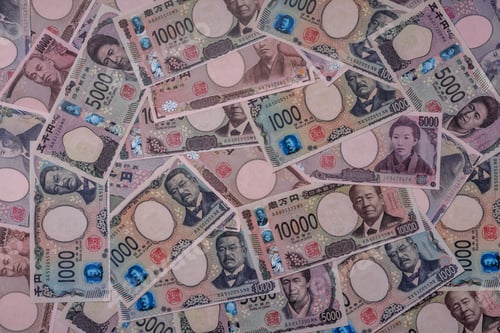 Preview: Japan, Japanese yen paper banknotes, money for business, financial transactions. Japanese yen