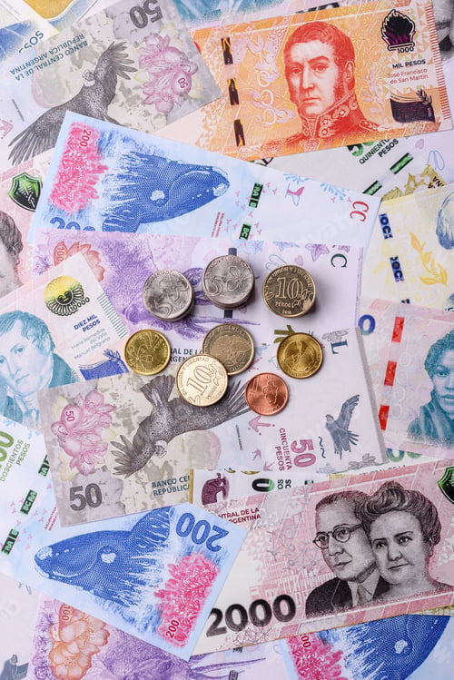 Preview: Argentina paper money, peso in various denominations. Argentine money