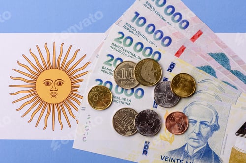 Preview: Argentina paper money, peso in various denominations. Argentine money