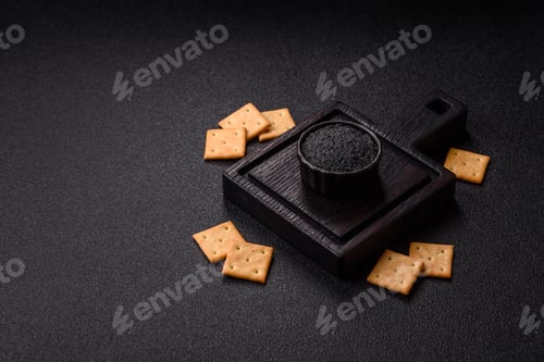 Preview: Black caviar from beluga or sturgeon, an expensive delicacy for sandwiches. Black caviar