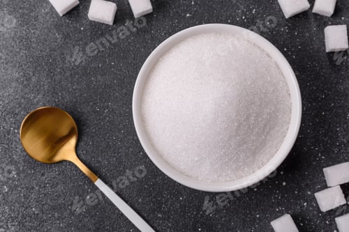 Preview: Sweet white sugar as a source of glucose. White sugar