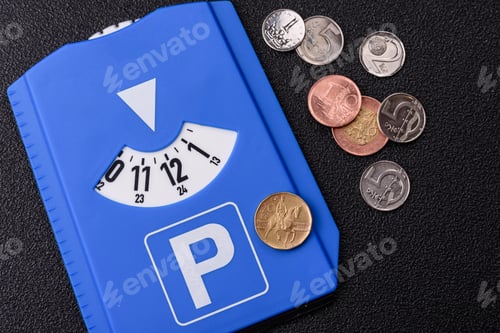 Preview: A parking disc, permit, or ticket for measuring time and paying municipal services. A parking disc