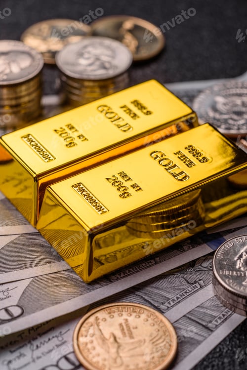Preview: Gold bars or ingots as a tool for balance, financial investment, and savings. Gold bars