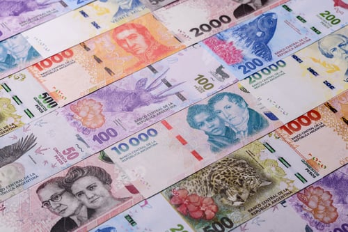 Preview: Argentina paper money, peso in various denominations. Argentine money