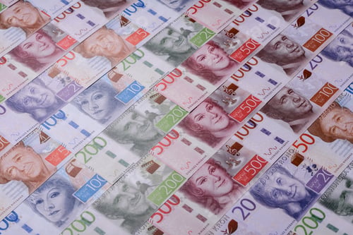Preview: Sweden, Swedish paper money, real banknotes as currency for exchange or travel. Swedish money
