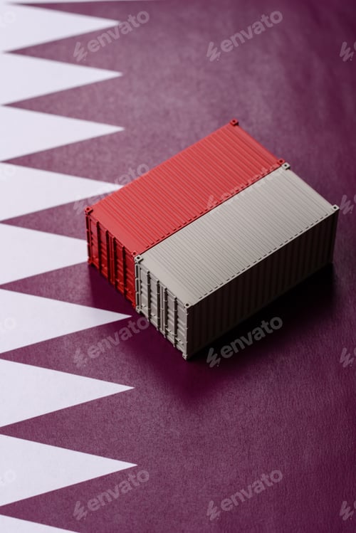 Preview: Cargo containers on the china flag as a conceptual backdrop for goods export. Cargo containers