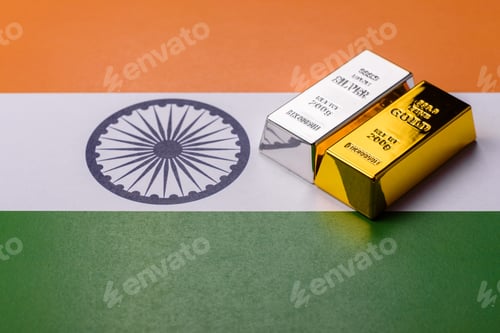 Preview: Gold and silver bullion or ingots as metals for bank storage, investments. Gold and silver bars