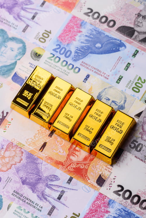 Preview: Argentine gold bars or ingots as a tool for balance, financial investment. Argentine gold bars