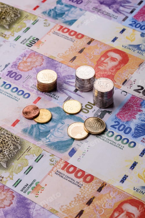 Preview: Argentina paper money, peso in various denominations. Argentine money