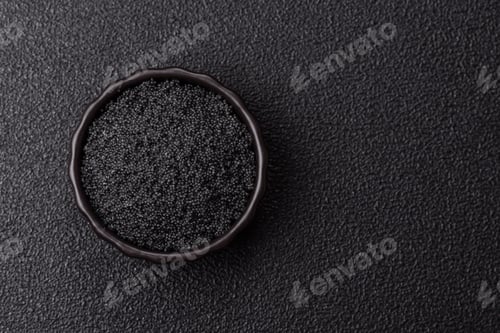 Preview: Black caviar from beluga or sturgeon, an expensive delicacy for sandwiches. Black caviar