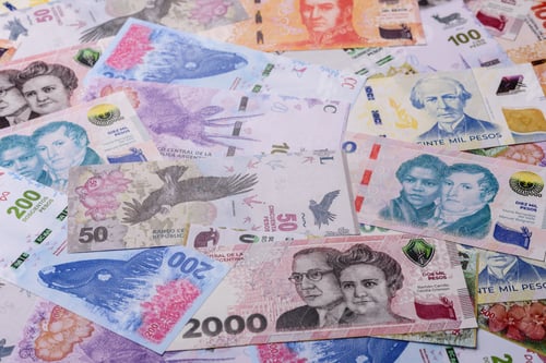 Preview: Argentina paper money, peso in various denominations. Argentine money
