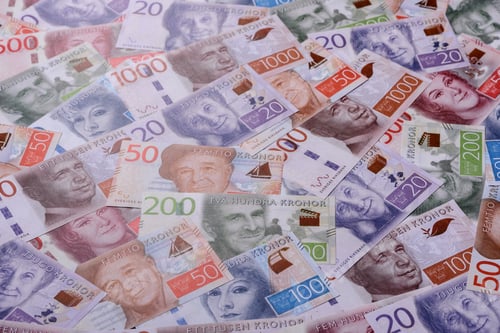 Preview: Sweden, Swedish paper money, real banknotes as currency for exchange or travel. Swedish money