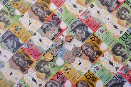 Preview: Australia, Australian paper money and coins, cash for financial transactions. Australian dollars