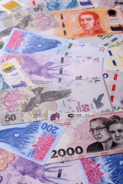 Preview: Argentina paper money, peso in various denominations. Argentine money
