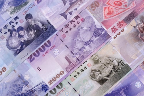 Preview: Taiwan, Taiwanese paper banknotes and coins, dollars of various denominations. Taiwanese dollars