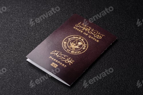 Preview: Qatar passport for travelling, flying and doing business. Qatari document