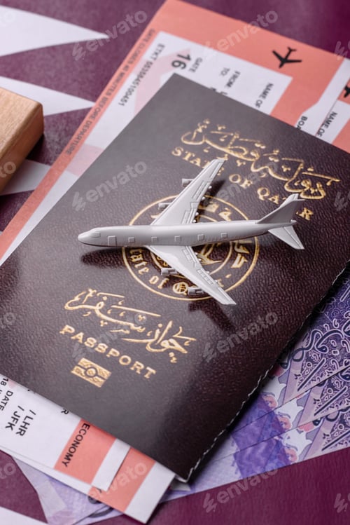 Preview: Qatar passport for travelling, flying and doing business. Qatari document