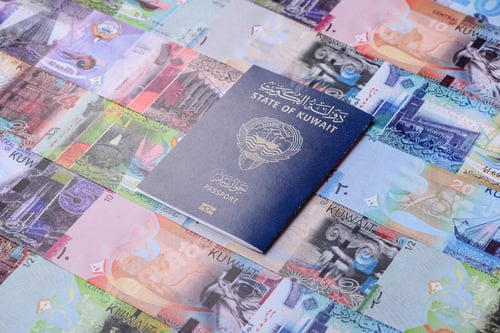 Preview: Kuwaiti passport for travelling, flying and doing business. Kuwait document, id