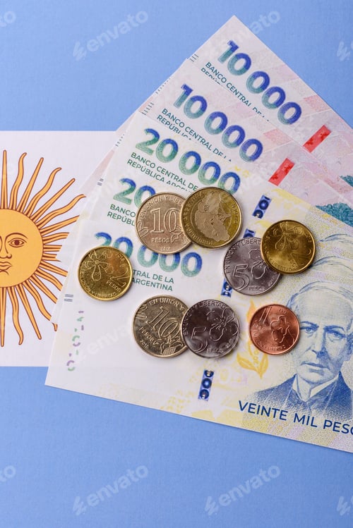 Preview: Argentina paper money, peso in various denominations. Argentine money