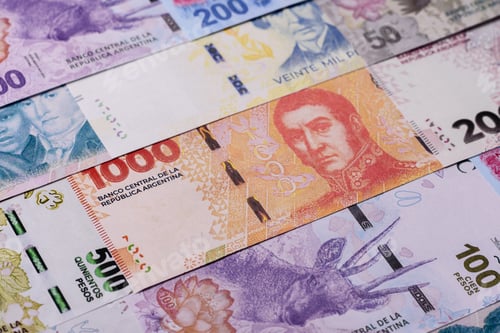 Preview: Argentina paper money, peso in various denominations. Argentine money