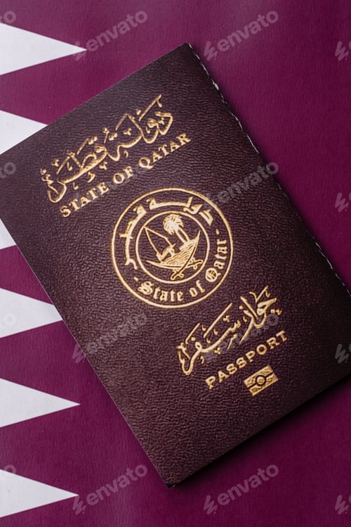 Preview: Qatar passport for travelling, flying and doing business. Qatari document