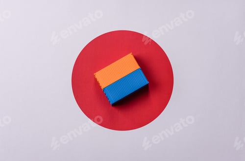 Preview: Cargo containers on the japanese flag as a conceptual backdrop. Cargo containers
