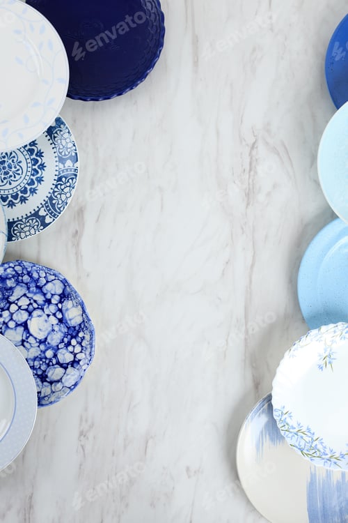 Preview: Various Handmade Indonesian Blue Shade Plate