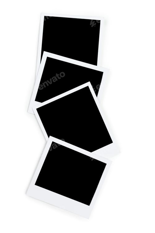 Preview: Blank photos stacked on top of each other showing no visible content during a creative project
