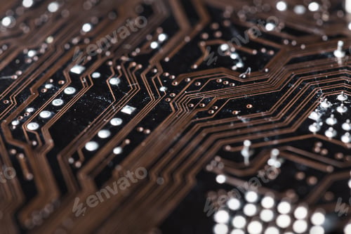 Preview: Close look at a circuit board showing connections and components in detail
