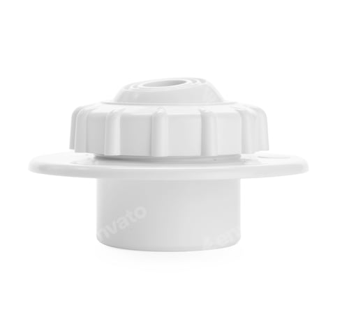 Preview: White plastic container lid with opening for dispensing contents in kitchen or lab setting