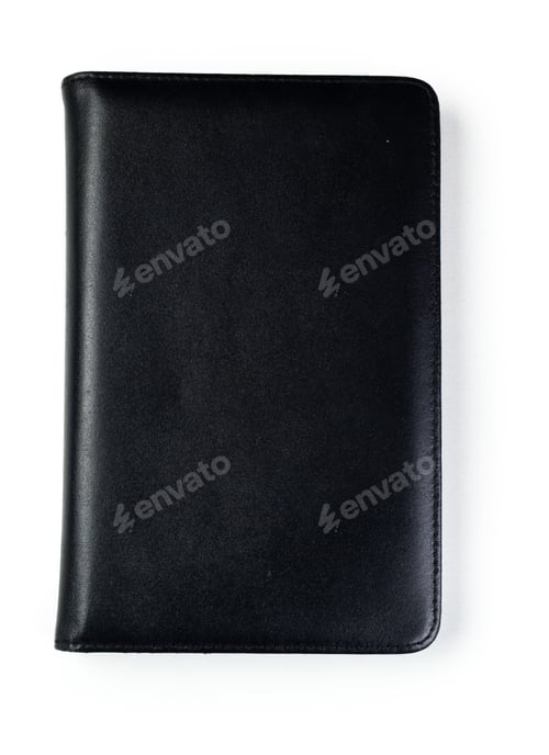 Preview: Black leather wallet placed flat on a white background with a simple design