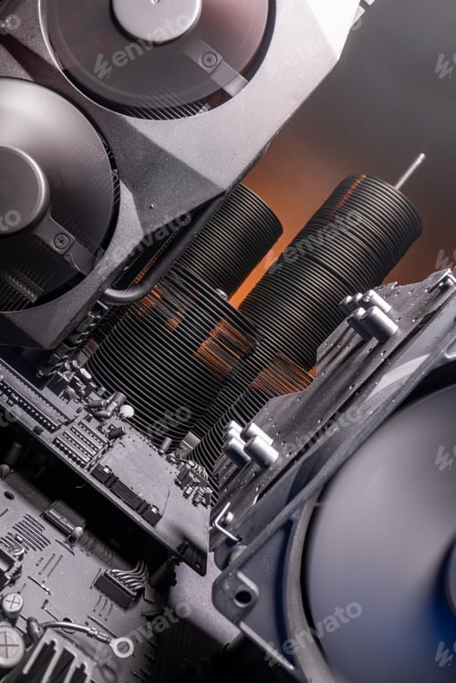 Preview: Few motherboards and graphic card (GPU) on board.