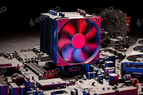 Preview: Few motherboards with CPU and GPU and heatsink.