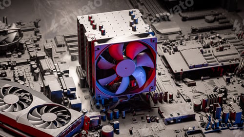 Preview: Working motherboards with graphic card and processor.