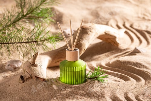 Preview: Beautiful fragrance diffuser in a bottle with wooden sticks.
