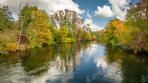Preview: Aerial view to river Brda in Bydgoszcz at autumn.