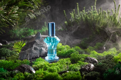 Preview: Fresh blue perfume as aroma of foliage and forest.
