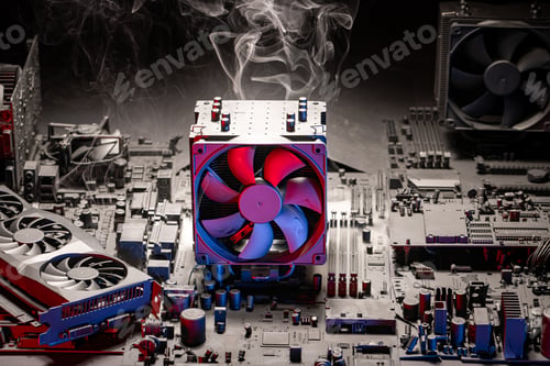 Preview: Detailed view of processor unit during shutdown due to overheating.