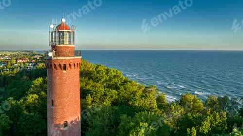 Preview: Lighthouse by Baltic sea in summer, Poland.