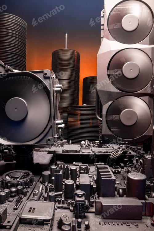 Preview: Inside a motherboards as server or data center.