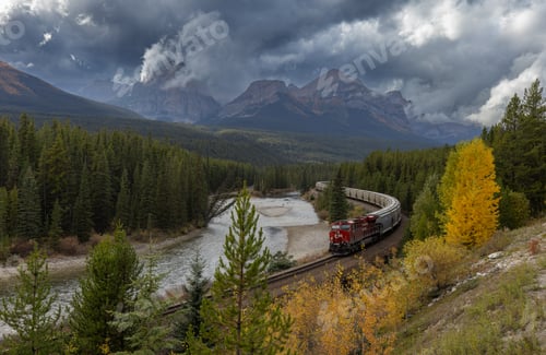 Preview: Train Coming Through a Mountain Pass