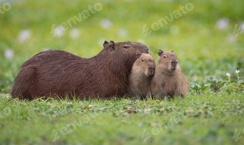 Preview: Capybara with Babies in Brazil