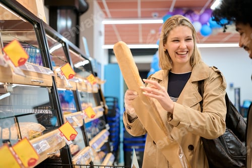 Preview: Customers shopping for bread experiencing price inflation crisis inflation, price rising