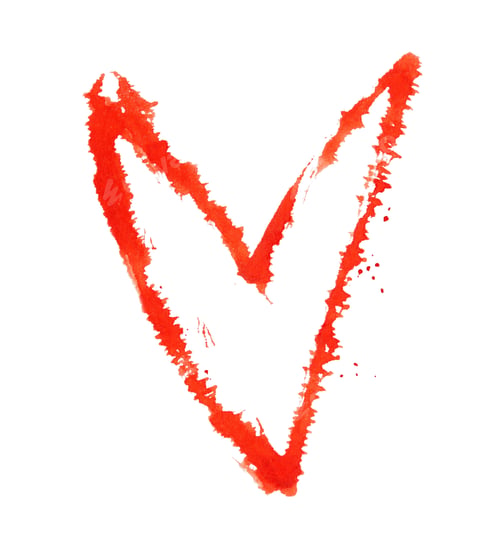 Preview: Vibrant red watercolor heart on white background representing love and passion